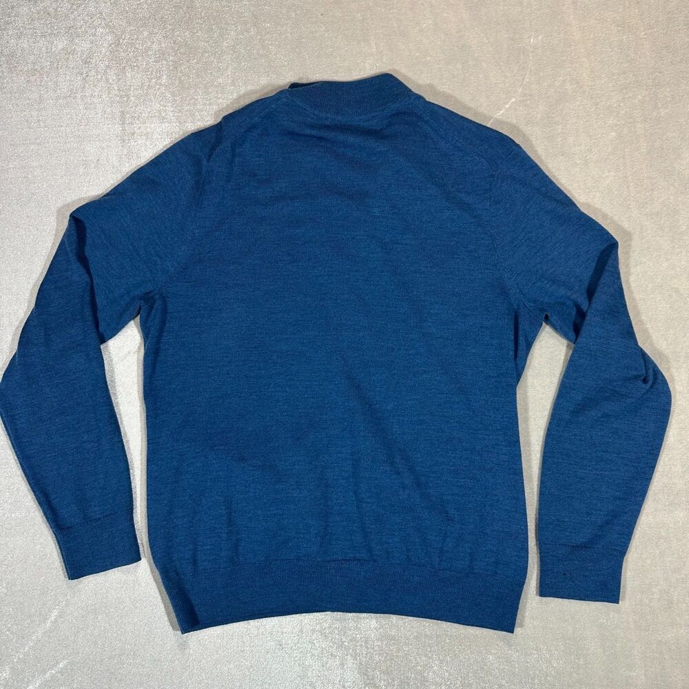 Saks Fifth Avenue Womens Large 100% Merino Wool Blue Full Zip Sweater Jacket - Picture 7 of 10